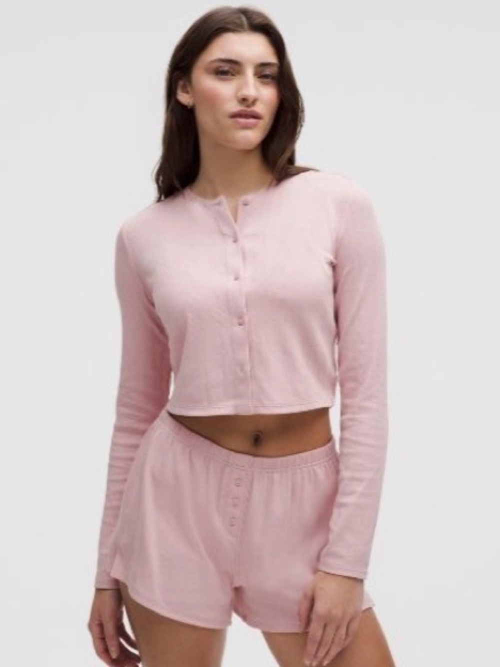 🍋 Lululemon Cotton Pointelle Button Shirt | Pink Haze | XS